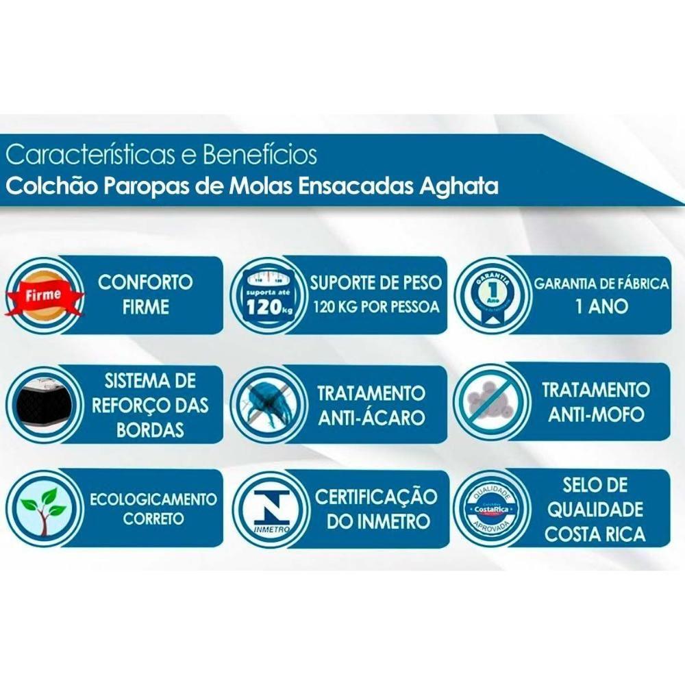 Cama Box Queen: Colchão Molas Masterpocket Ensacadas Paropas Aghata + Base Rústico Bege(158X198)