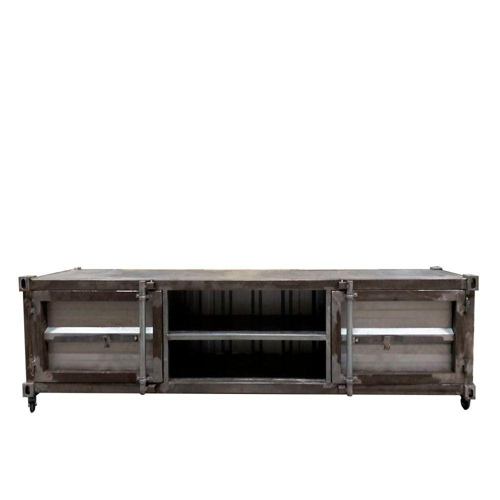 Miniatura Rack Para Tv Container Newark Industrial Ferro Cinza 180cm