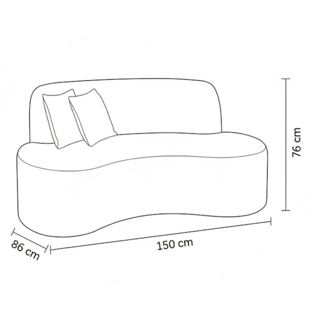 Miniatura Sofá Ondulado Orgânico Pequeno 2 Lugares Sala Bouclé Bouclé Mostarda