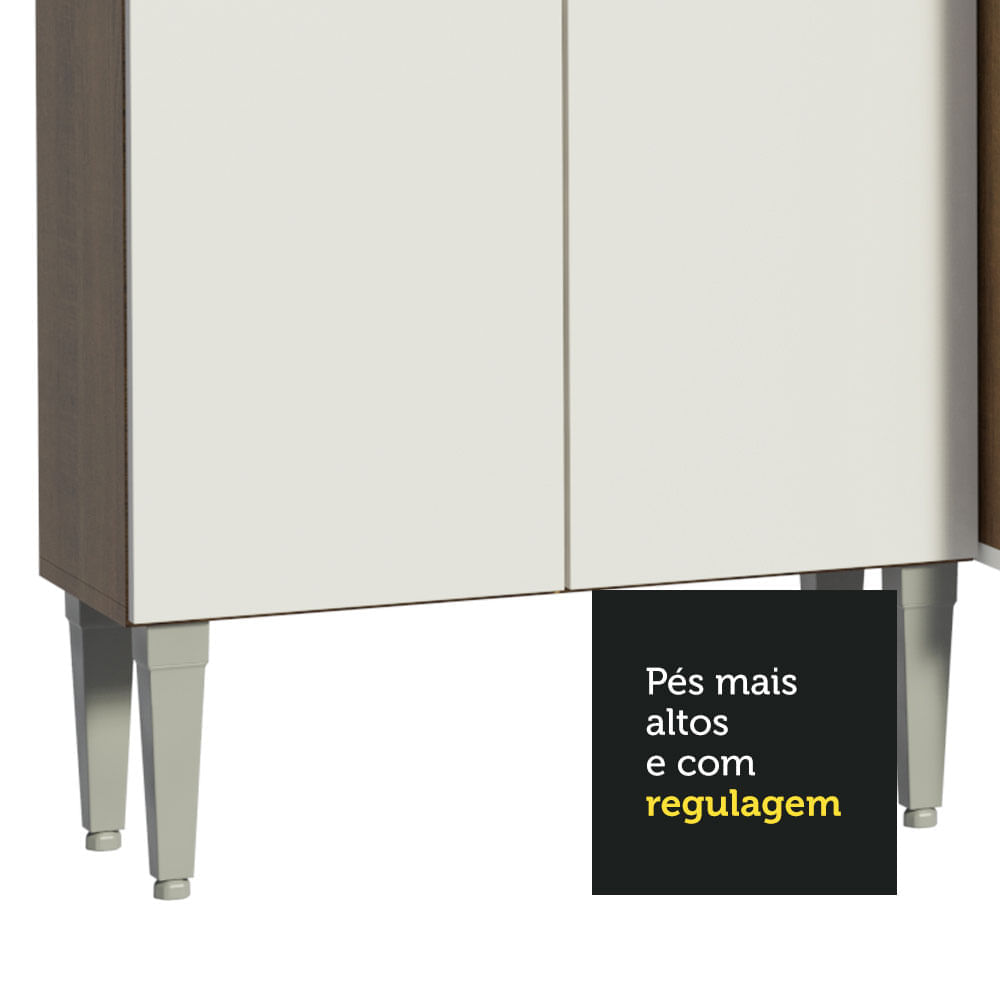 Miniatura Armário de Cozinha Completa 293cm com Pia Rustic/Branco Emilly Madesa 08 Cor:Rustic/Branco