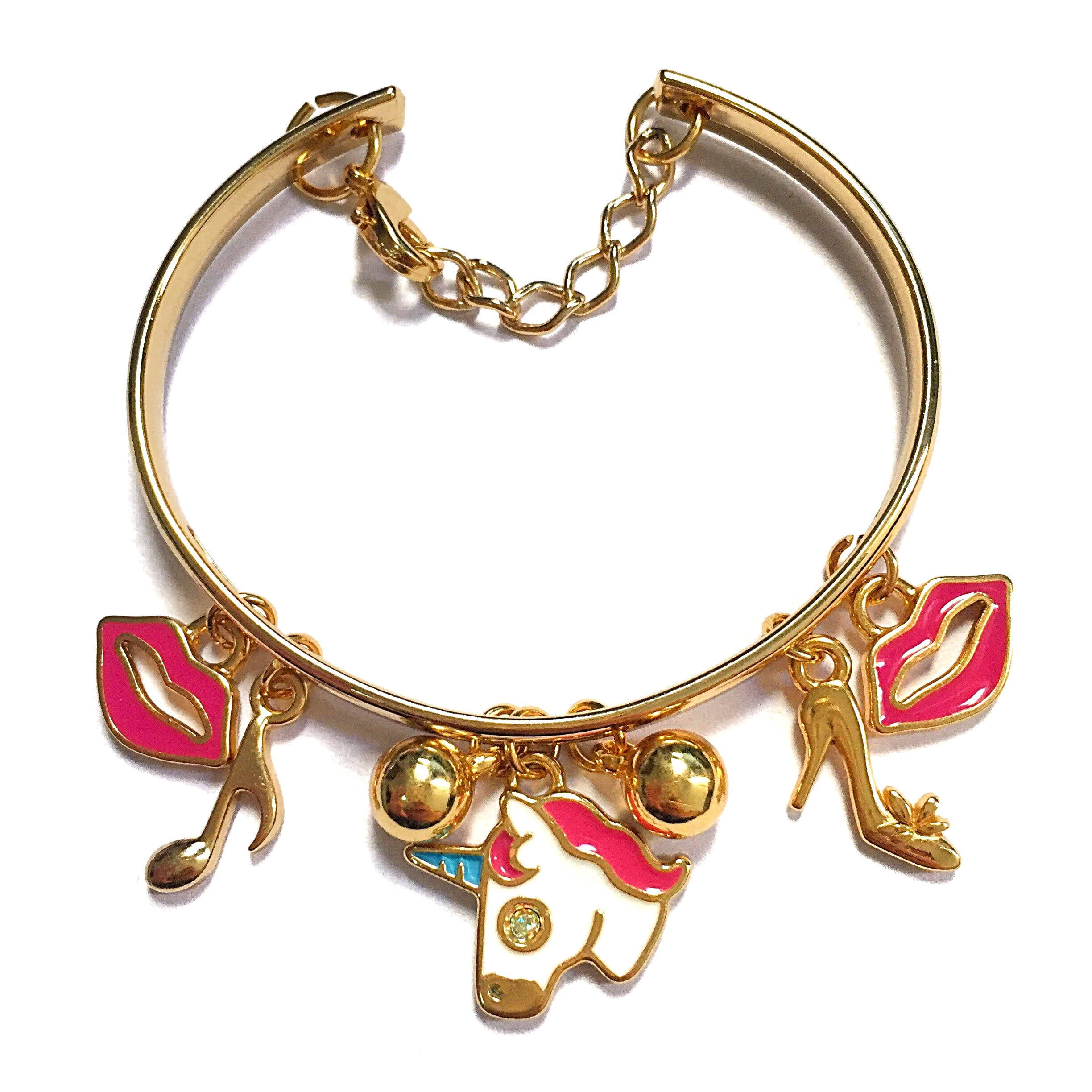 Miniatura Pulseira Infantil Unicórnio Feminina Dourada