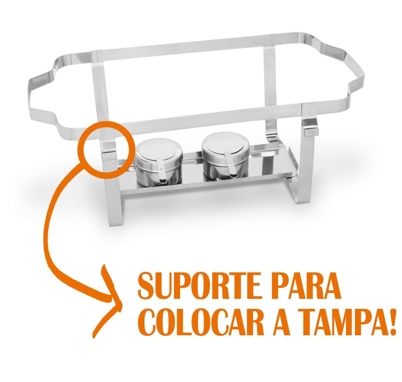 Miniatura Rechaud Retangular 9 L Com 2 Cubas 1/2 Banho Maria Brinovar