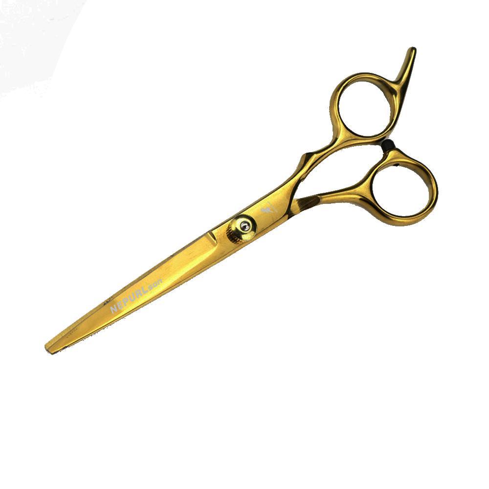 Miniatura Tesoura De Corte Barbeiro Cabeleireiro Fio Navalha 6 Dourado