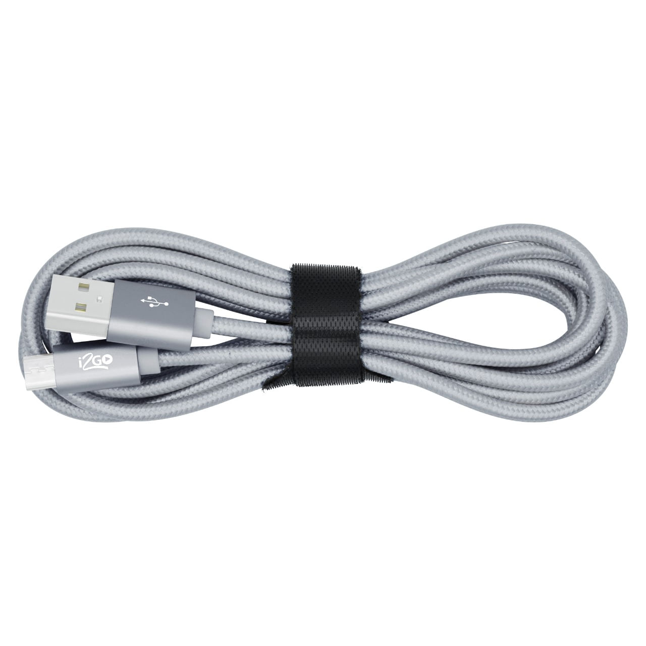 Miniatura Cabo Micro-Usb 2 Metros 2,4 Amps Nylon Cor Chumbo - I2Go Pro