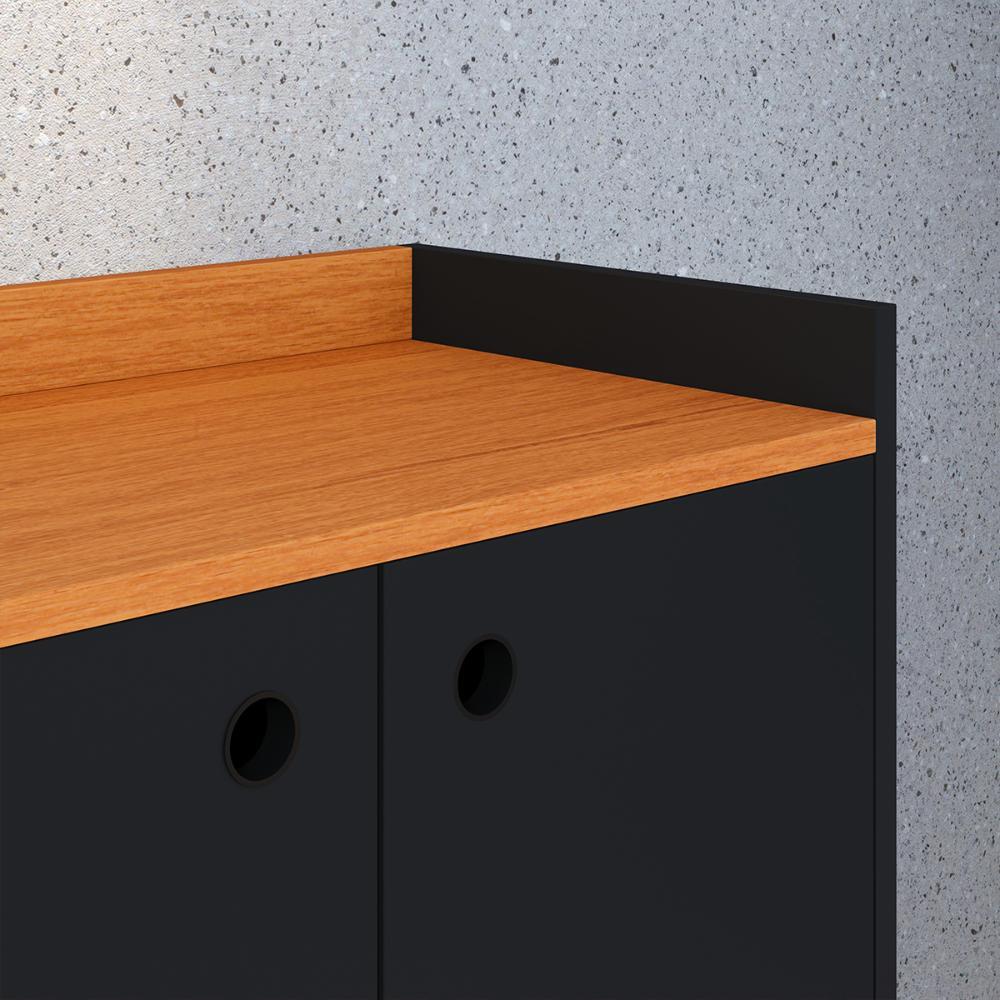 Miniatura Kit 2 Mesas Cabeceira Decore Mesinha Gaveta Nicho Aparador Buffet Wood New Preto/Cinamomo Retrô Pés Palito - Lojas RPM