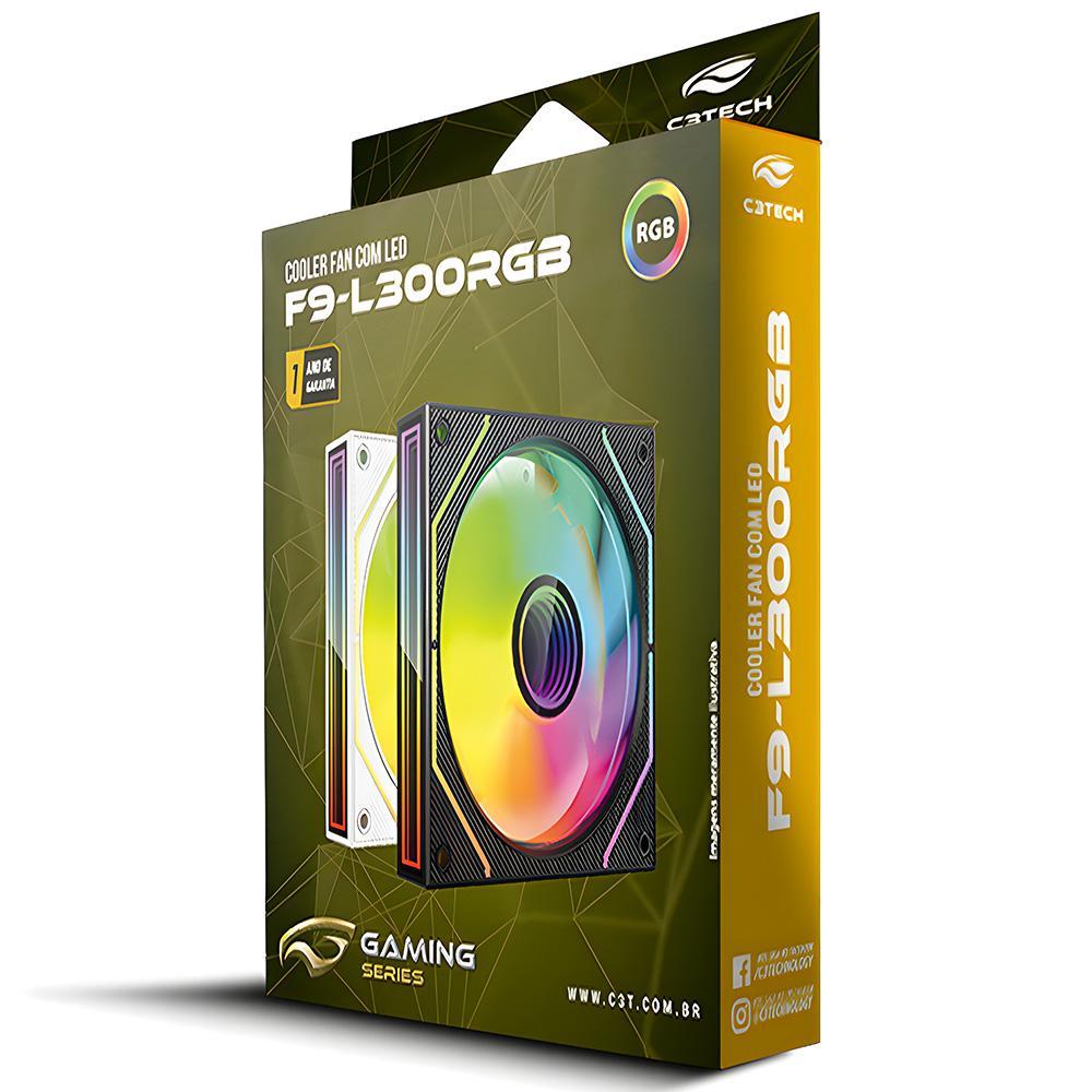 Miniatura Cooler Fan F9-L300Bkrgb Gaming 12Cm C3Tech - Preto