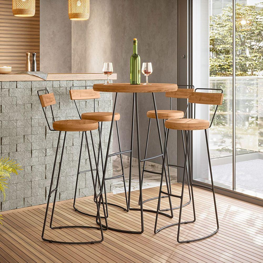 Conjunto Mesa Bistrô Com 4 Banquetas Aérea Gourmet Aurora