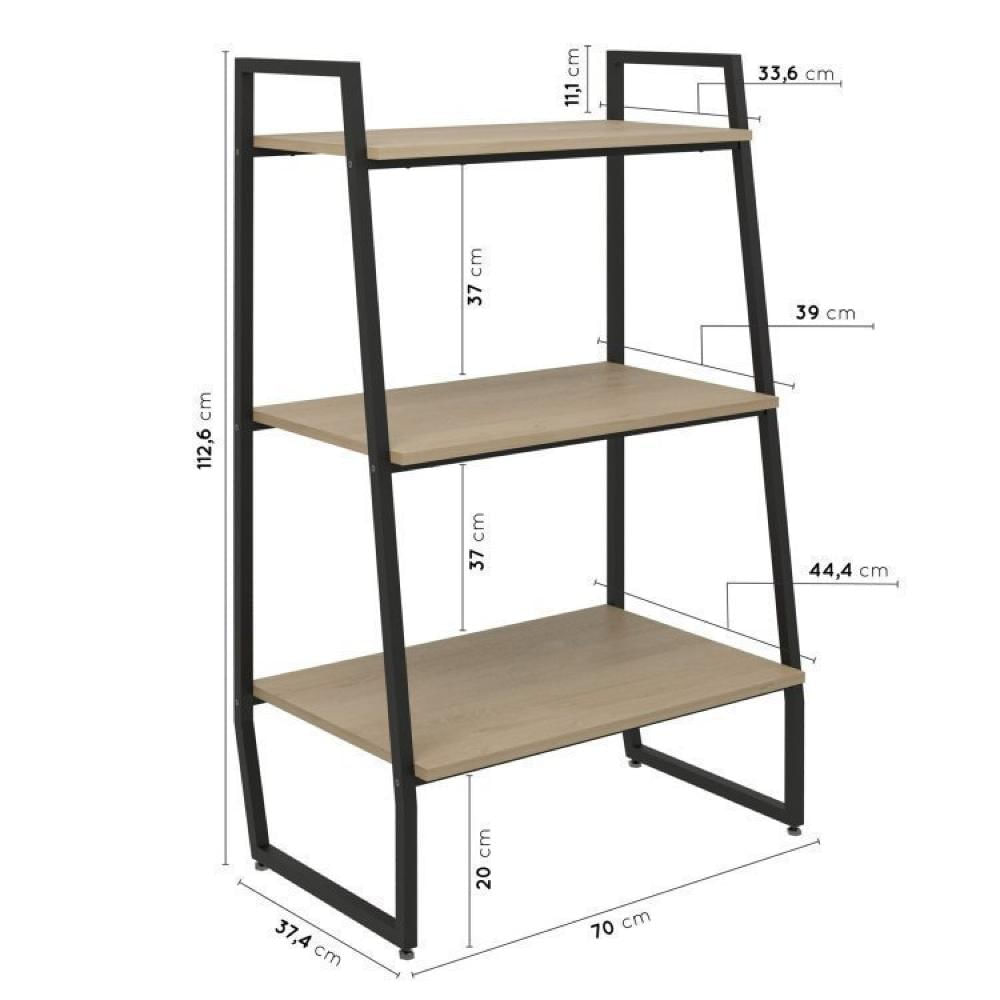 Miniatura Conjunto 2 Estantes Baixas 3 Prateleiras Estilo Industrial Concept CabeCasa MadeiraMadeira Acácia/Preto