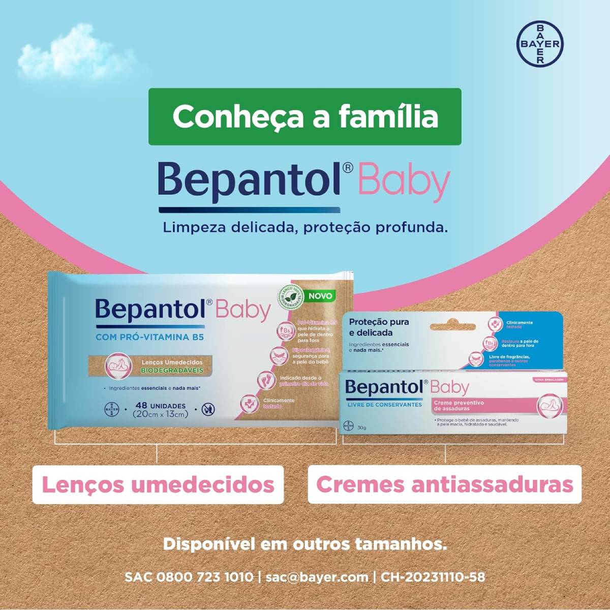 Miniatura Kit com 4 Lenços Umedecidos Biodegradável 48un Cada Bepantol