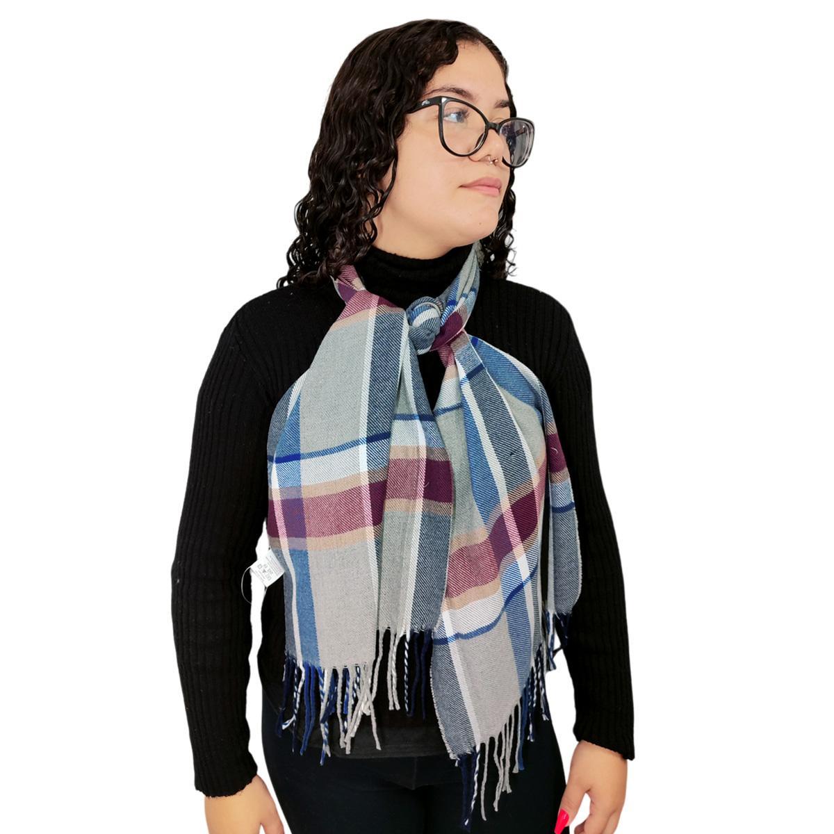 Miniatura Cachecol Lenço Feminino Inverno Redstar Winter Em Xadrez