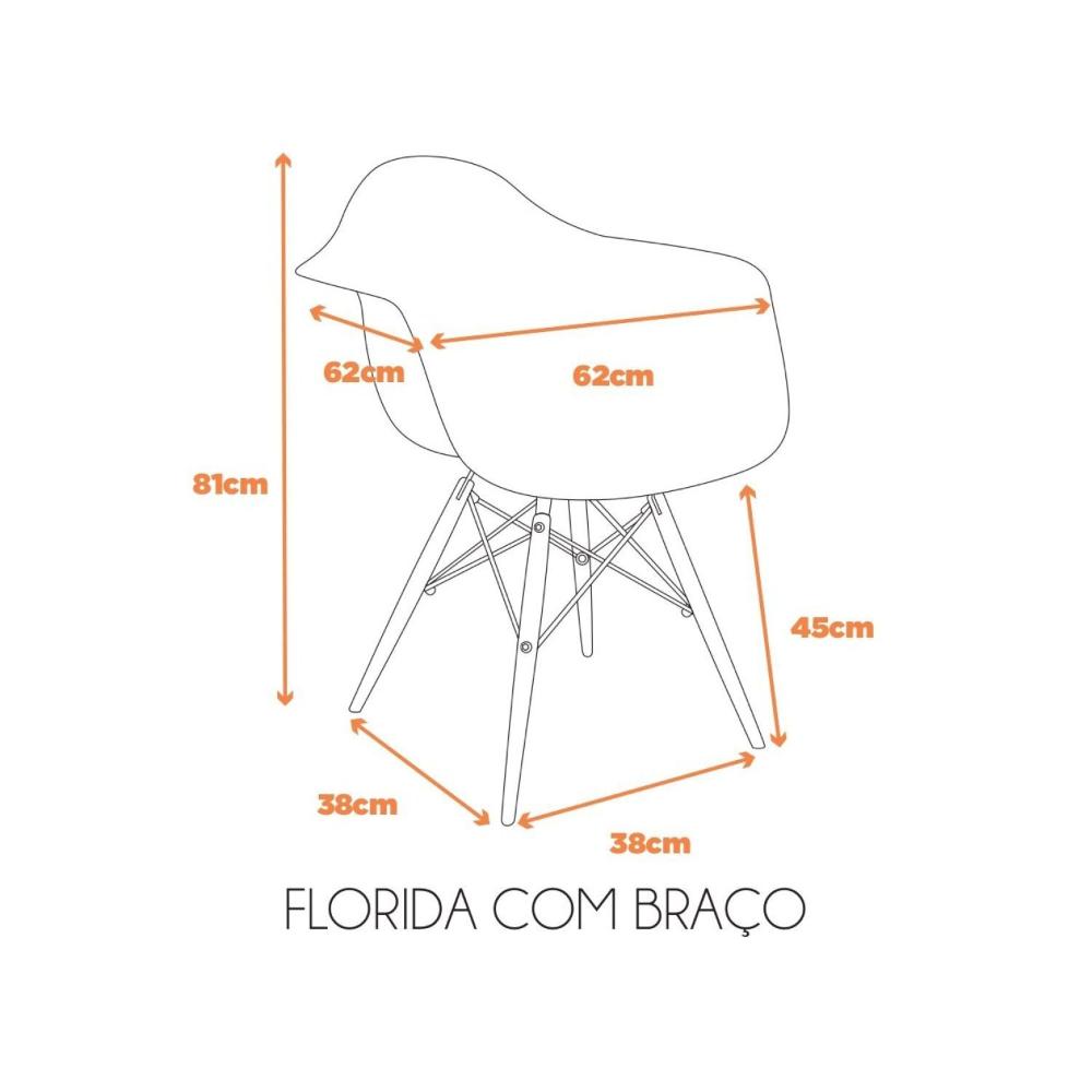 Miniatura Kit 2 Cadeiras Eames Braço Polipropileno Base Madeira Flórida Fratini Móveis Amarelo