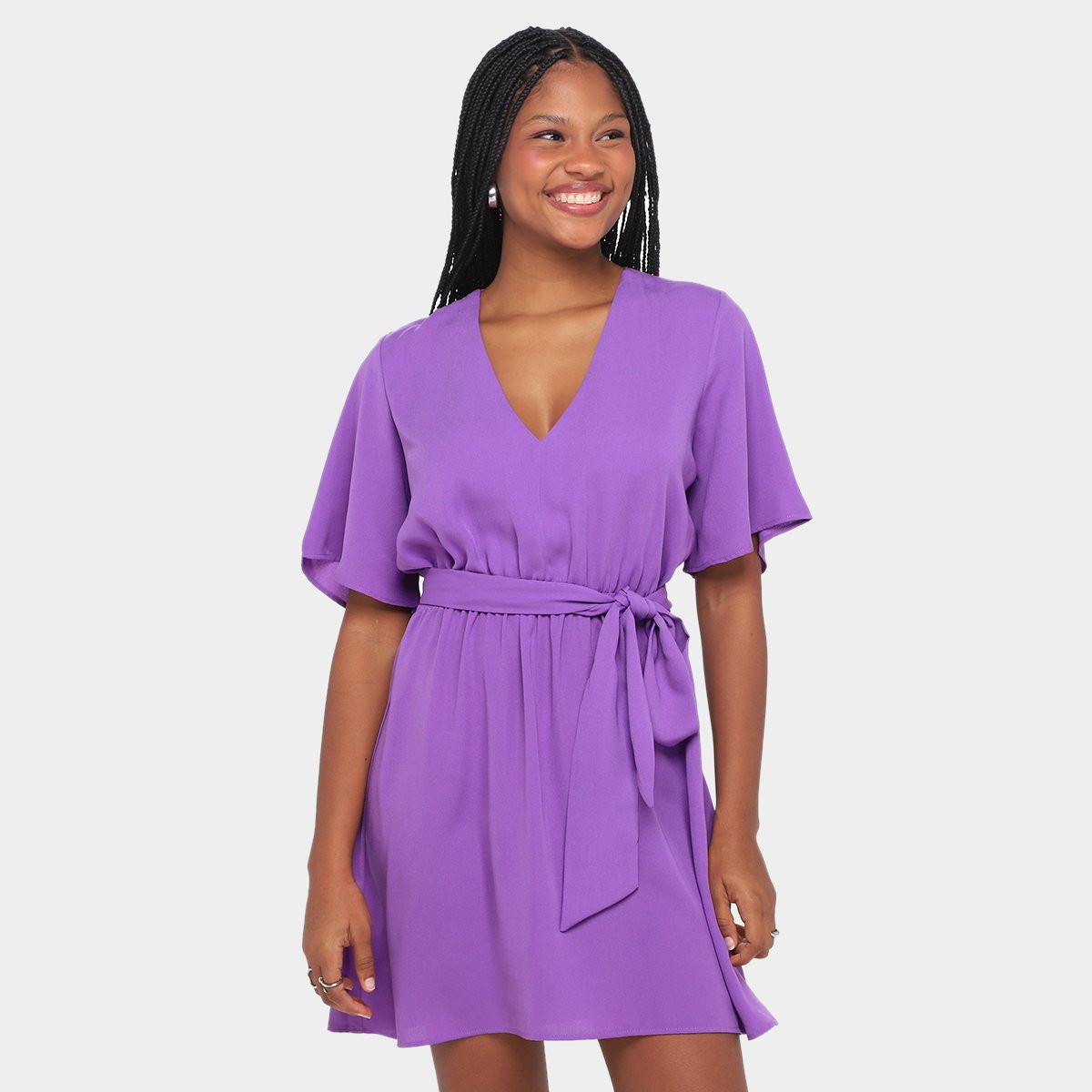 Miniatura Vestido Curto Morena Rosa Amarração Feminino Roxo - G