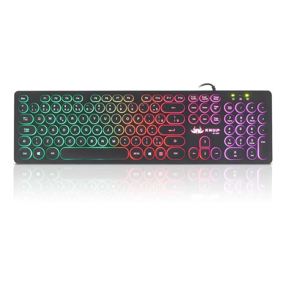 Miniatura Teclado Com Teclas Redonda Led Rgb Silencioso Kp-2059