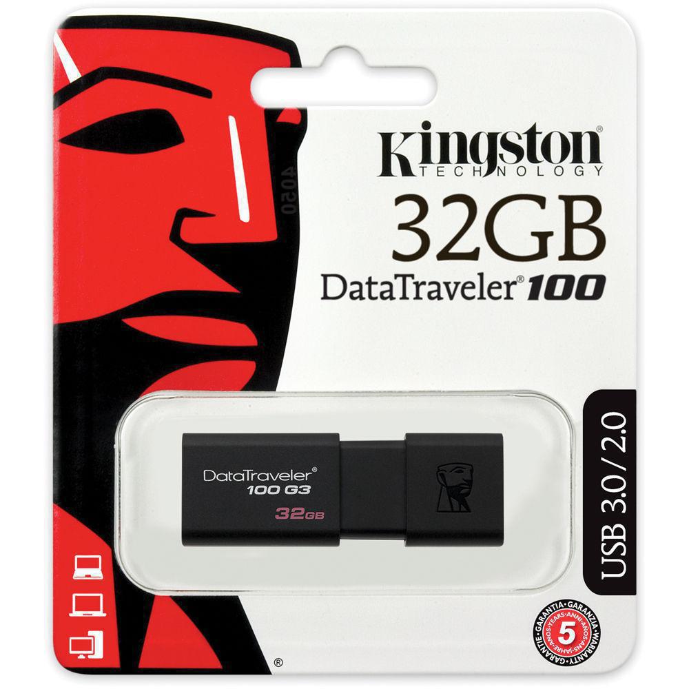 Miniatura Pendrive Kingston 32Gb Datatraveler Usb 3.1 Dt100 G3 Lacrado 32gb - Preto - Pen-drive - Kingston
