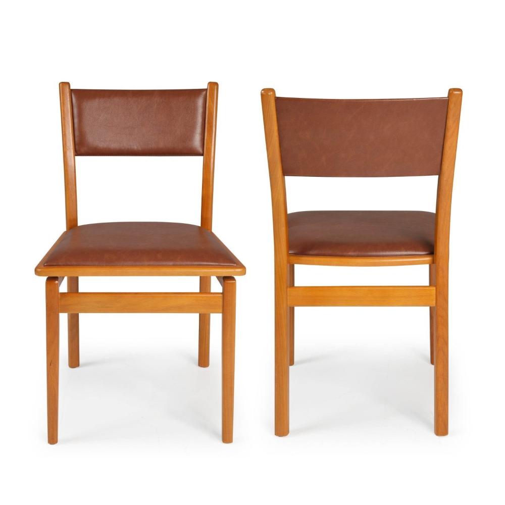 Miniatura Kit 2 Cadeiras Madeira Maciça Encosto e Assento Estofado Chade Freijó