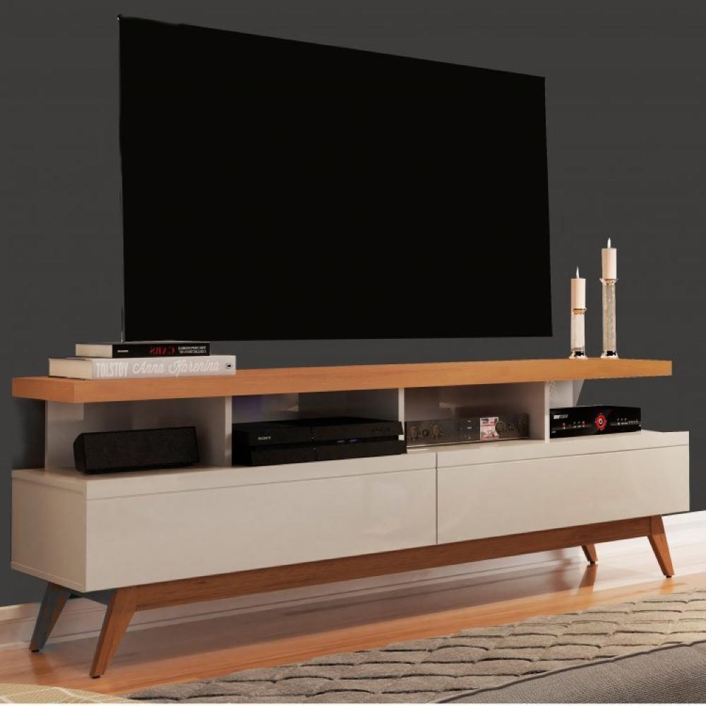 Miniatura Conjunto Rack Vivare Wood e Painel para TV até 60 polegadas Vivare 1.6 Off White Nature Móveis Germai Off White Nature