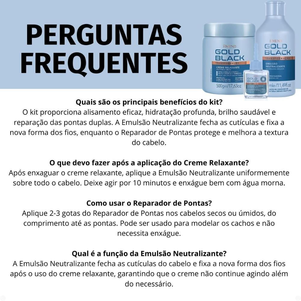 Kit Amend Gold Black Creme Amônia, Neutralizante E Reparador