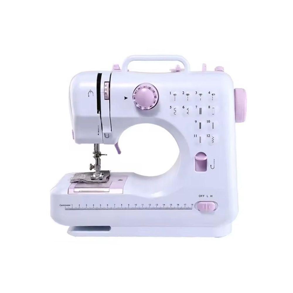 Miniatura Mini Máquina De Costura 12 Pontos Bivolt Portátil Tomada Pilha Branco