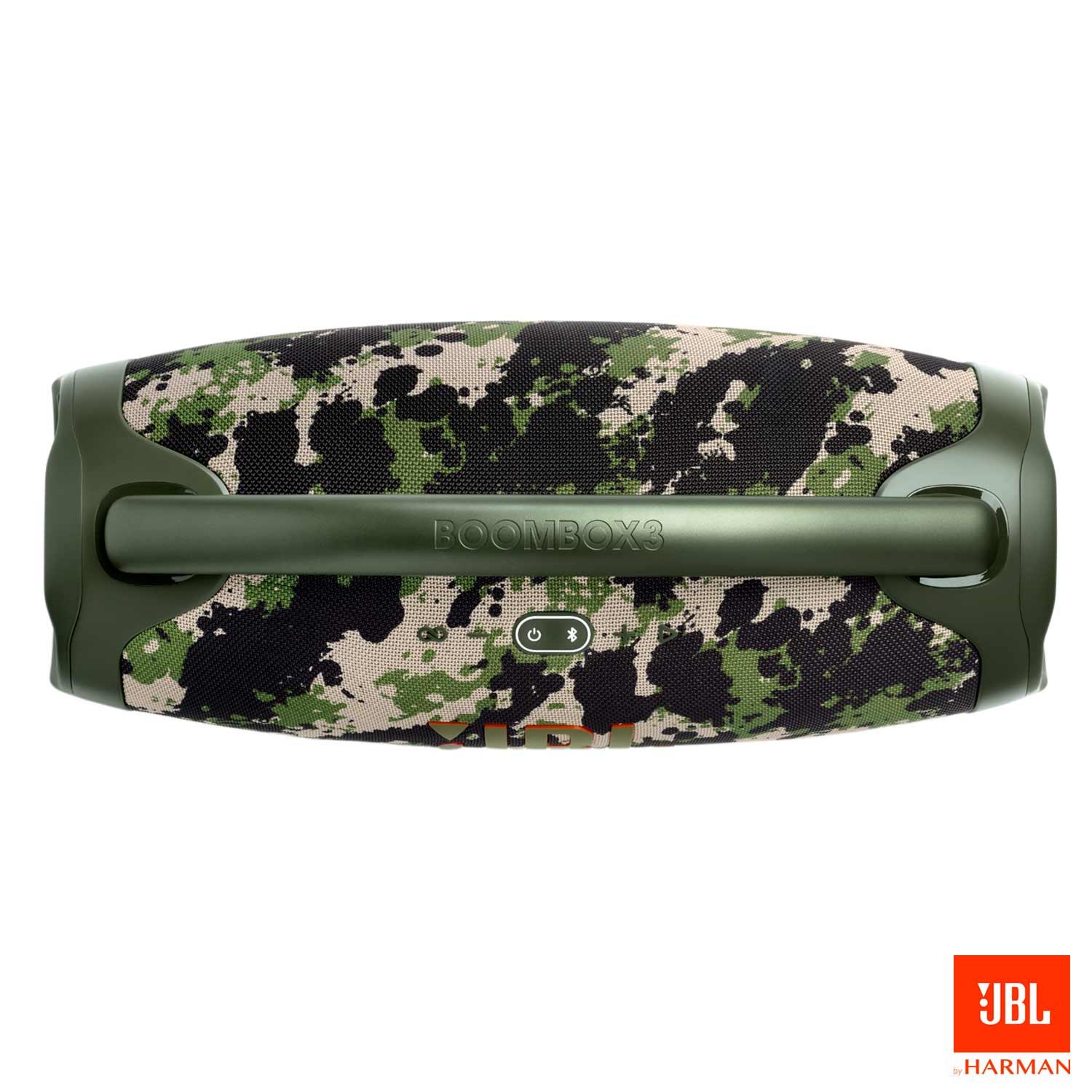 Miniatura Caixa De Som Bluetooth JBL Boombox 3 Camuflada Até 24h de Reprodução IP67 À Prova d´água 130W Bivolt