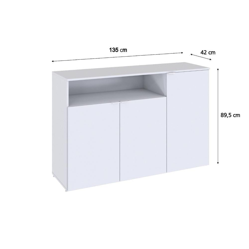 Armário Aparador Com 03 Portas E Nicho 89,5x135x42cm Wlap135 Branco Chess
