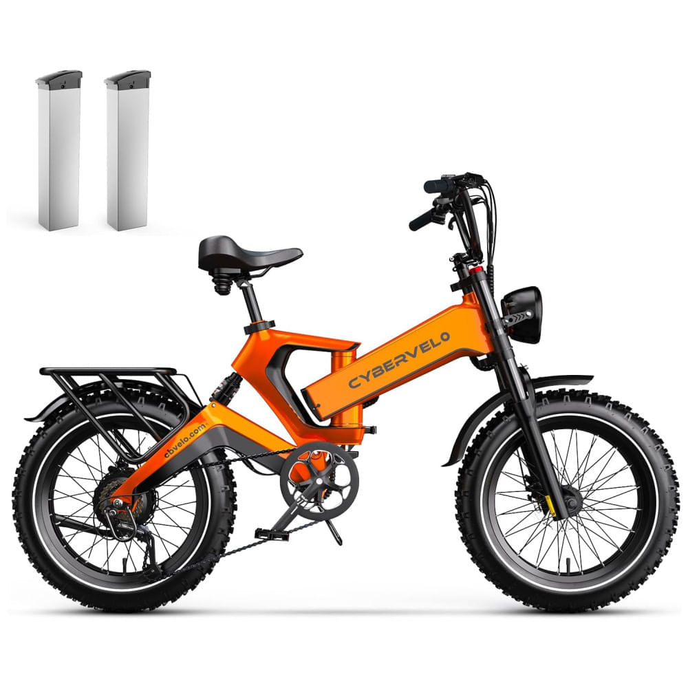 Miniatura Bicicleta Elétrica Dobrável Cybervelo de 1000W de Pico para Adultos, 35MPH 160KM, Bateria Removível de 48V 25Ah, Pneu Gordo de 20" x 4.0, E-Bike de Mo