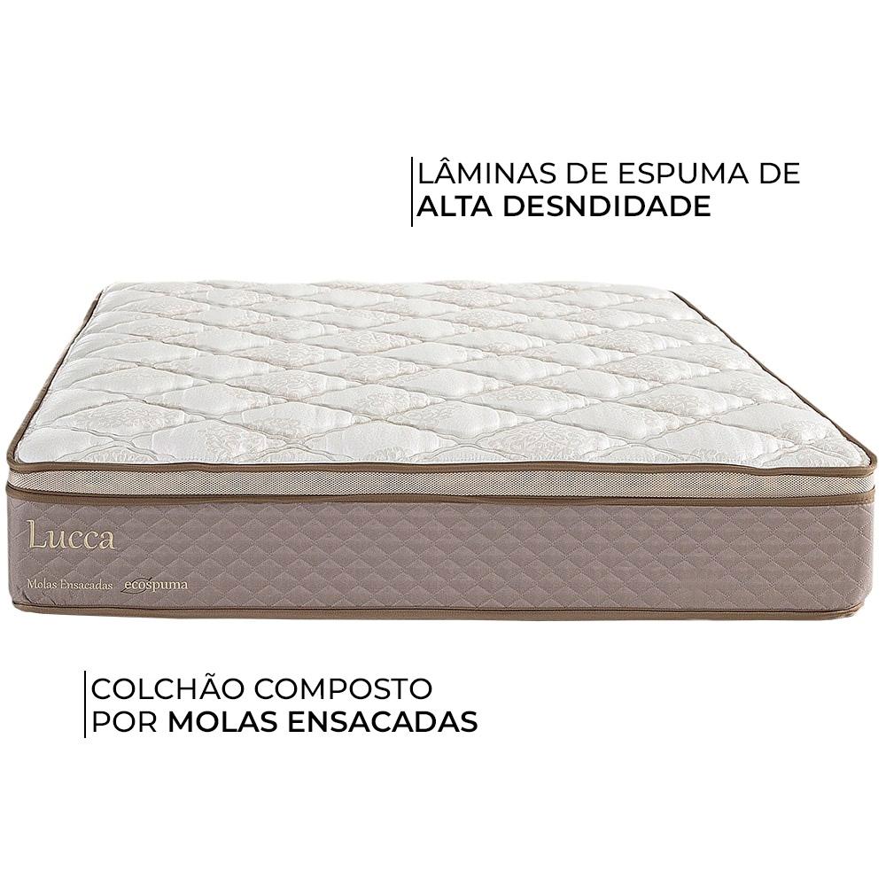 Miniatura Cama Box Queen Herval Lucca, 66x158x198 cm, Molas Ensacadas, Suede Bege