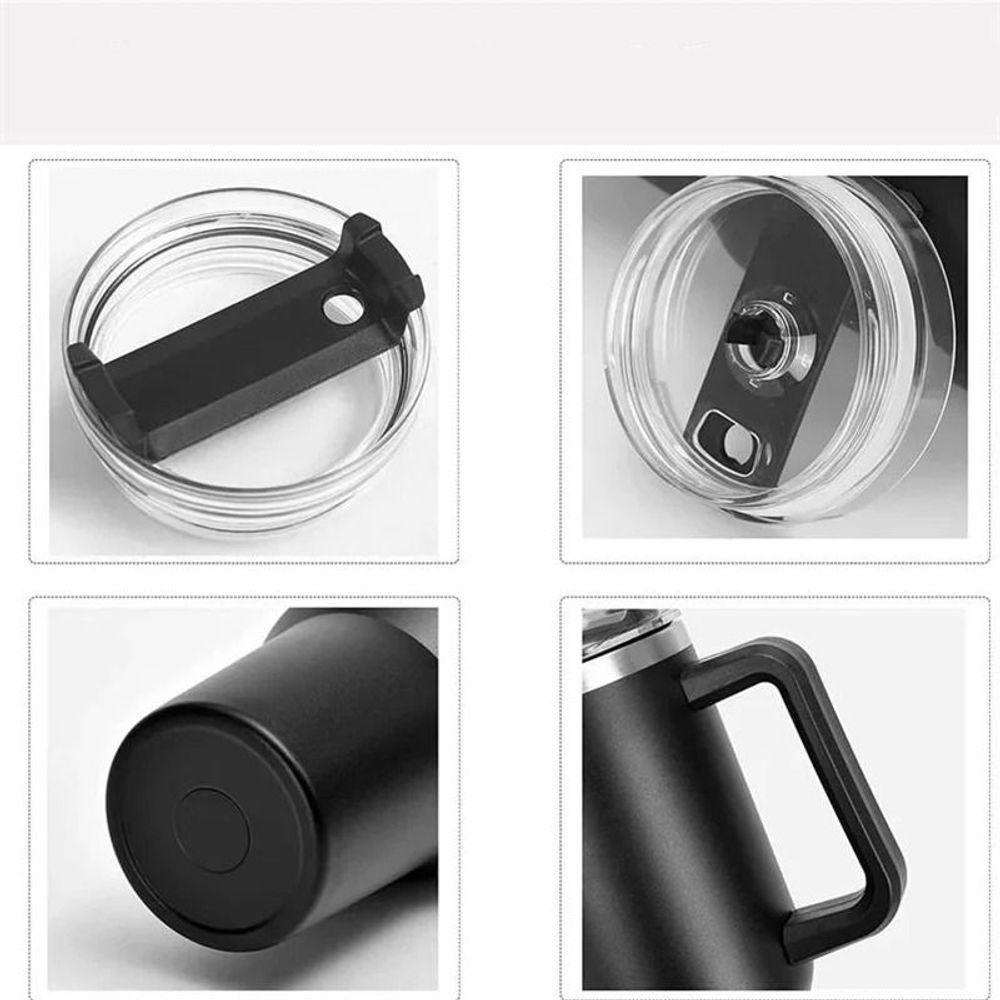 Copo Térmico Grande 1200 Ml Canudo Parede Dupla Cor Preto