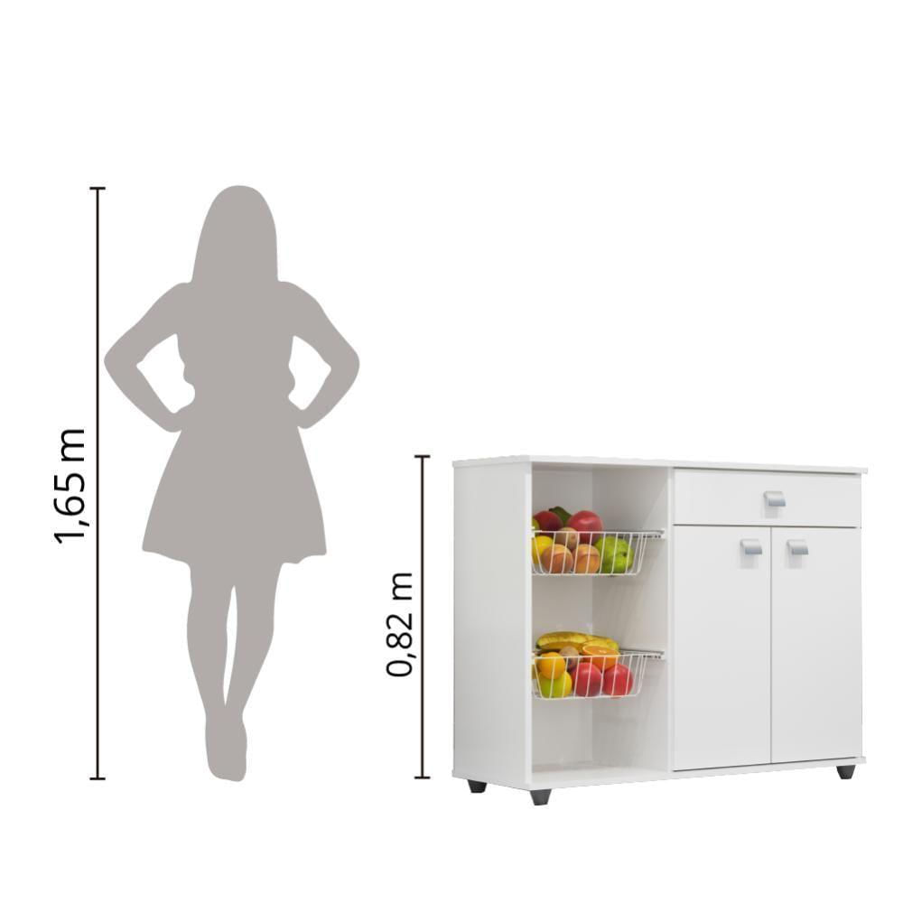Armário Balcão Com Fruteira Renata 2 Portas 1 Gaveta Branco