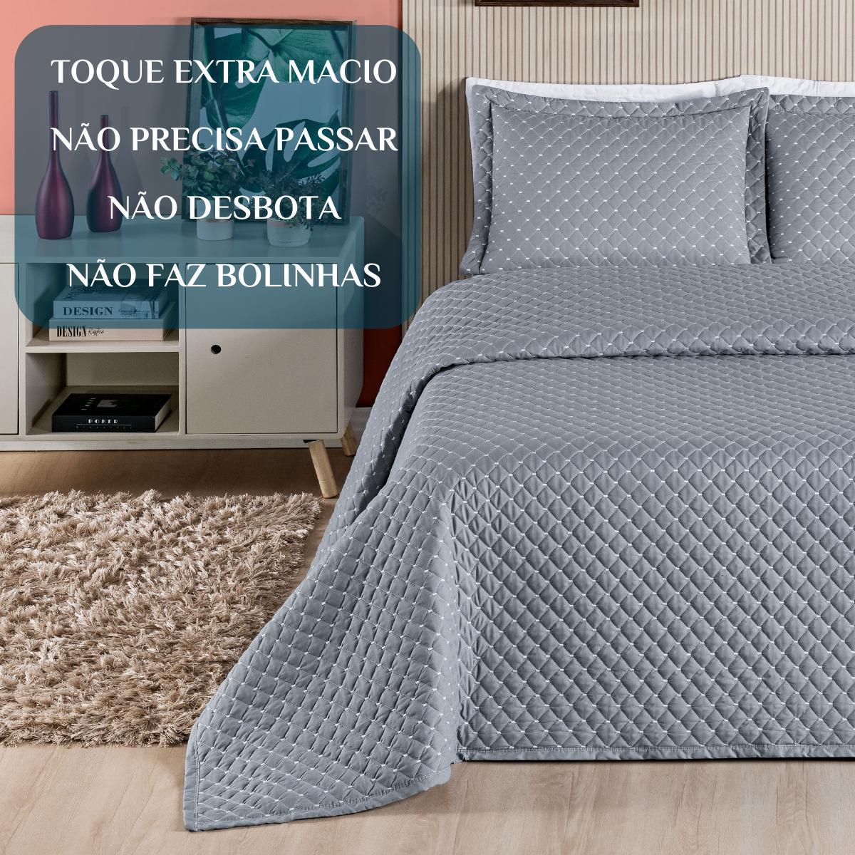 Miniatura Conjunto Cama King Size Colcha Melody 200 Fios Bordada