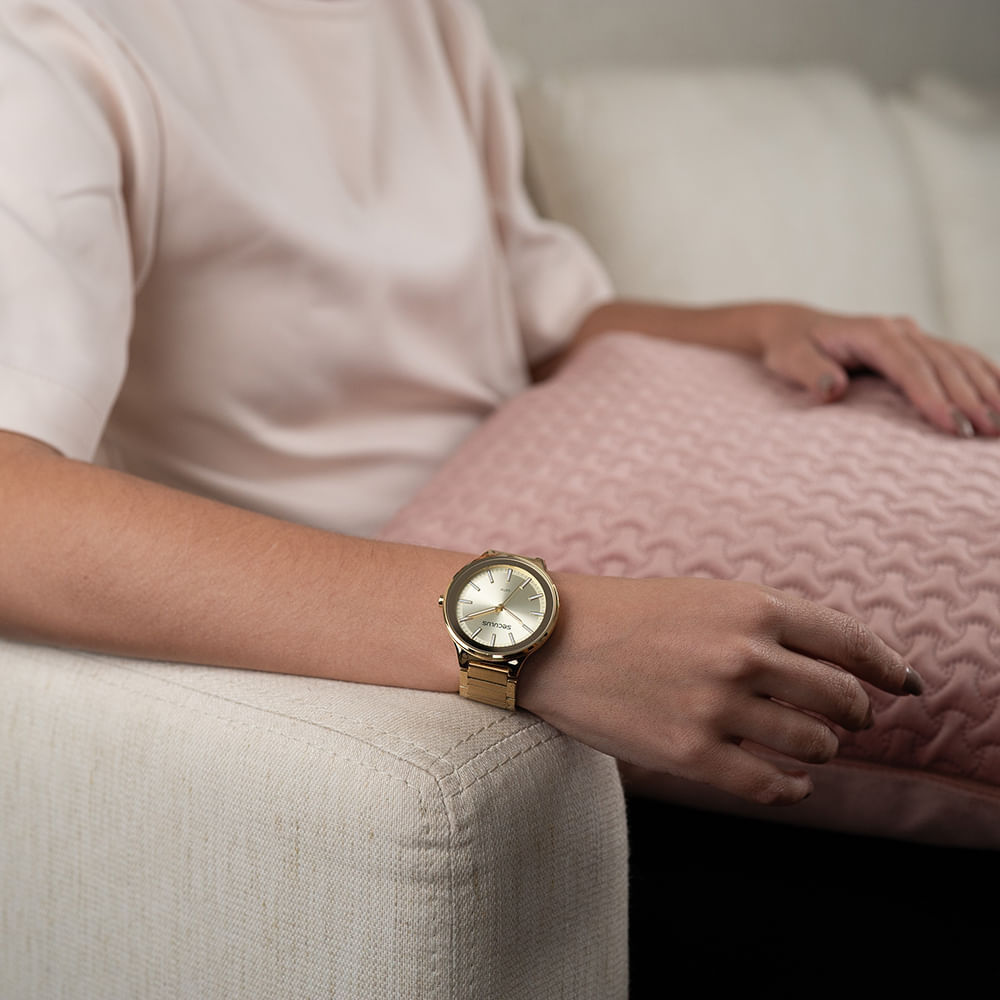 Miniatura Relógio Feminino Casual Dourado