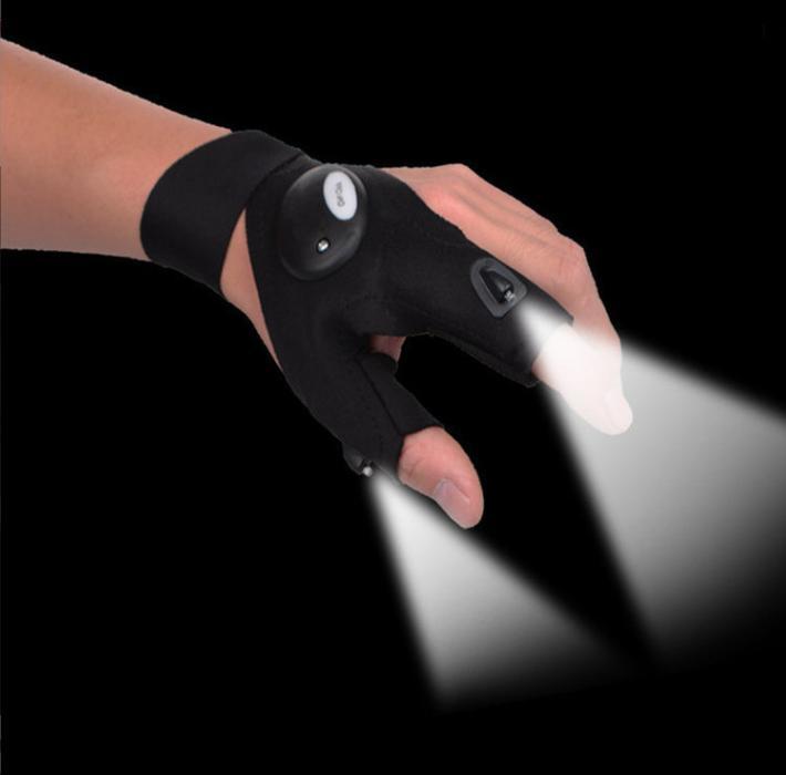 Miniatura Luva Com Led Luvas Com Lanterna Luzes 2 Dedos Para Pesca Ler