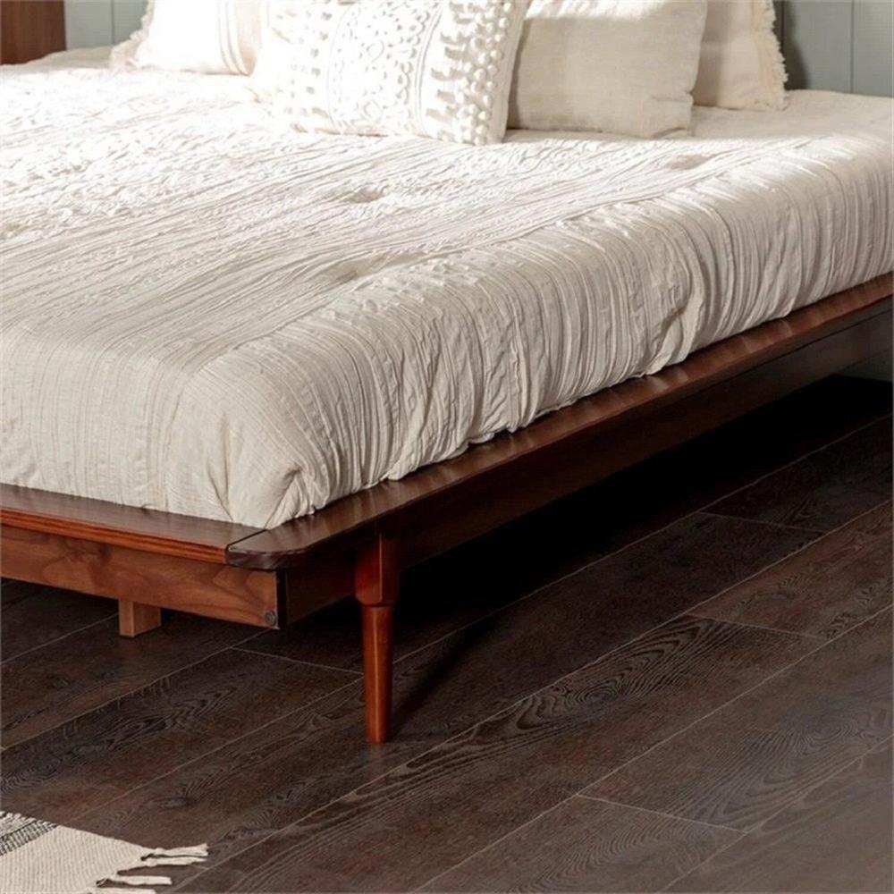 Miniatura Base para Cama King Lunna Madeira de Pinus Walnut