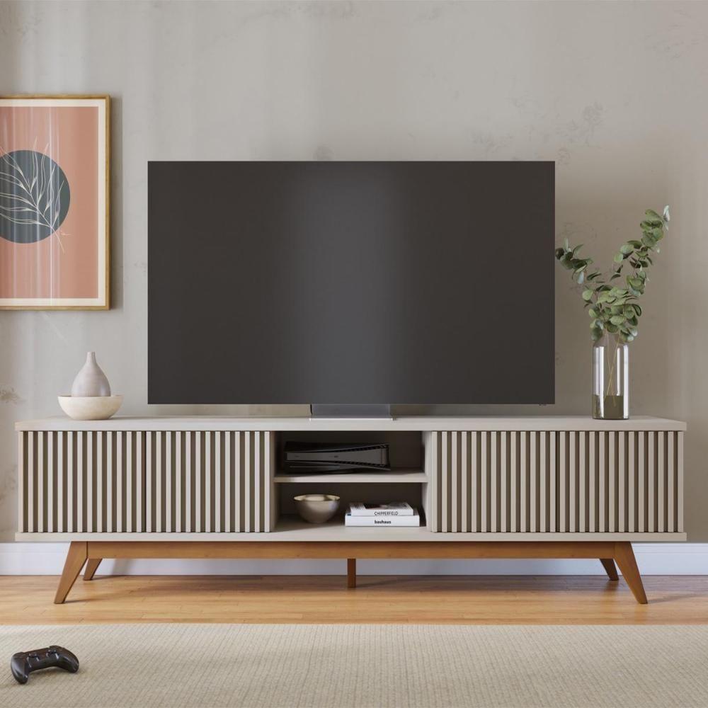 Miniatura Rack Bancada Com 4 Portas Ripadas Fortaleza - Off White Matte Off White Matte
