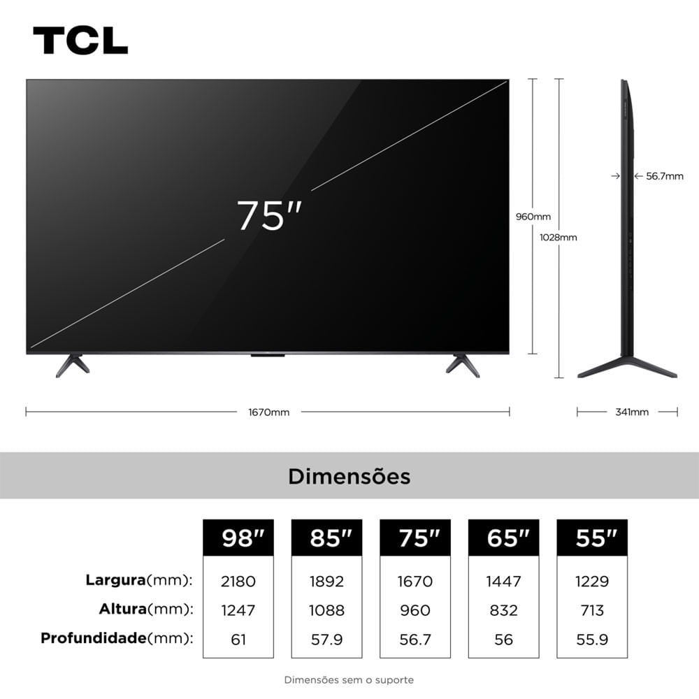 Miniatura Smart TV TCL 75 Polegadas 75C6K 4K UHD QD-Mini Led Google Tv HDR 10+