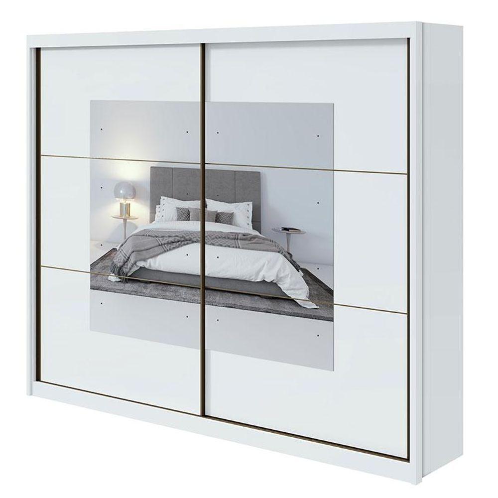 Miniatura Guarda Roupa Casal Toronto Plus Branco Brilho Com Espelho - Lopas