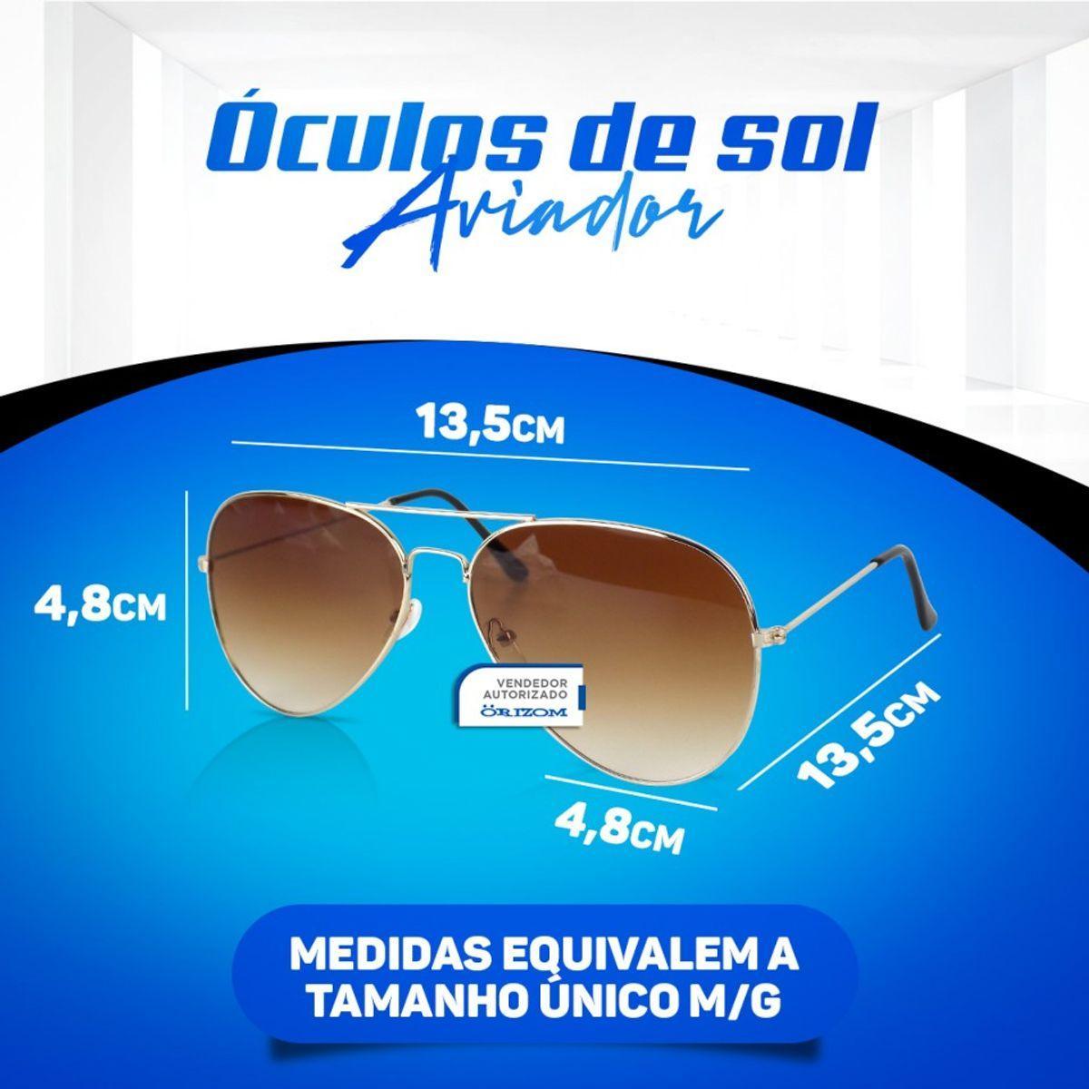 Miniatura Marrom Oculos Sol Masculino Aviador Banhado Ouro Aço Inox