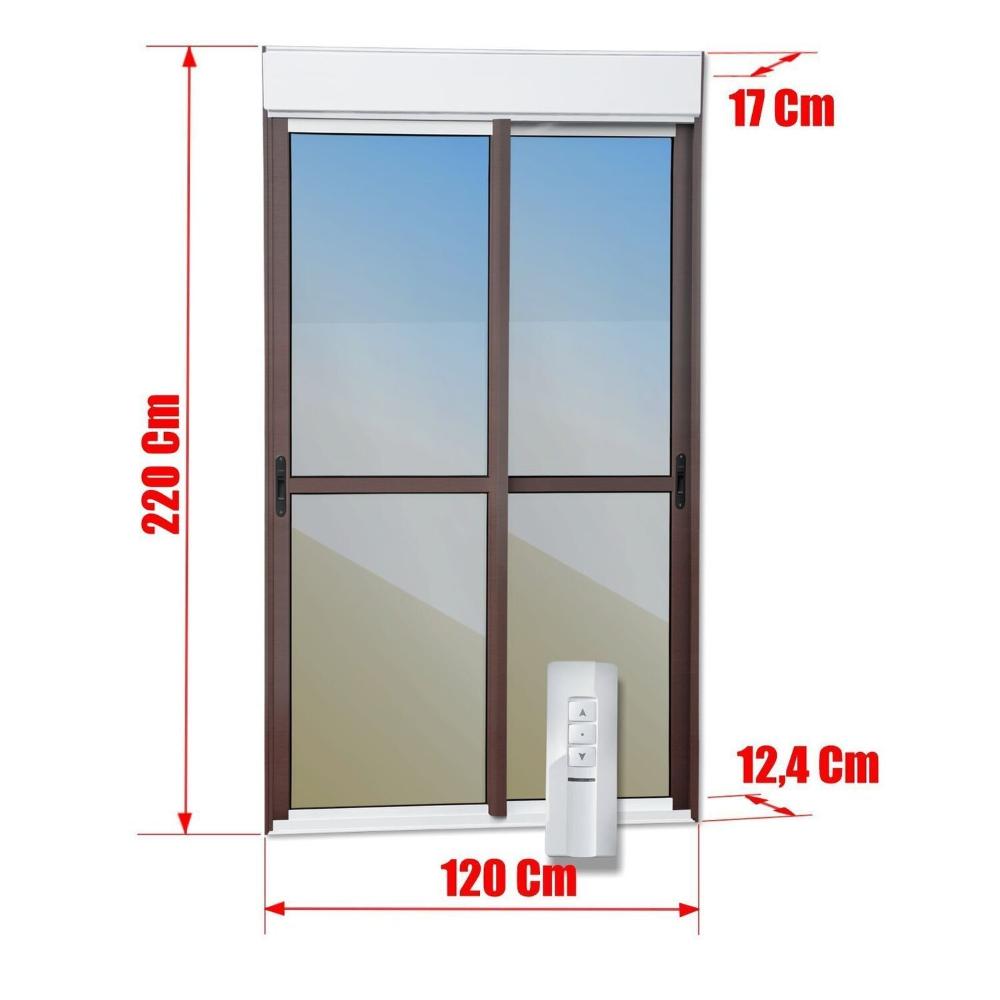 Porta de Correr com Persiana integrada Correr com Motor e Controle Remoto 2 Folhas Móveis 230 X 120 Mix Corten