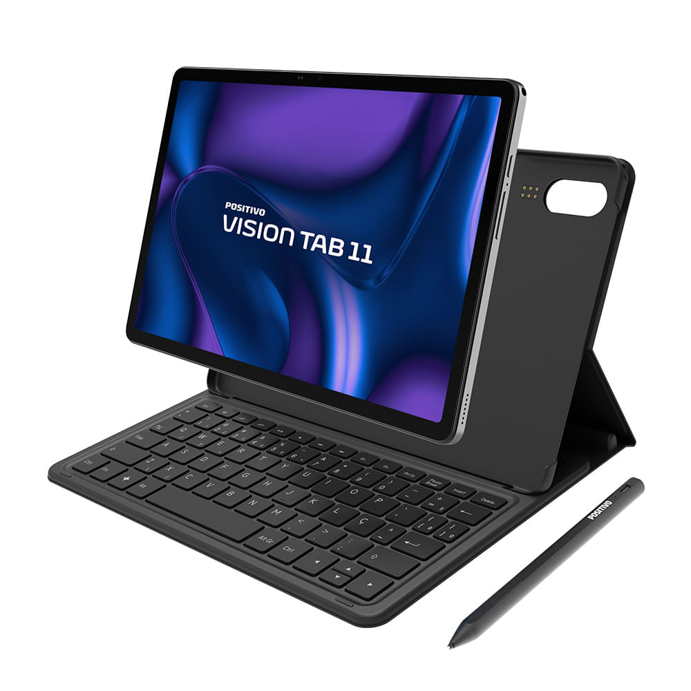 Tablet Positivo Vision TAB 11 com Capa Teclado e Caneta 4GB 128GB 4G 11” Full HD Octa-Core  Preto