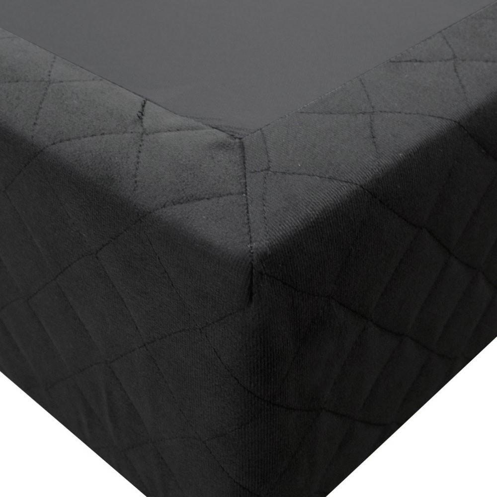 Miniatura Base Box Para Cama Viúva 128x188cm Liz S05 Suede Bordado Preto - Mpozenato