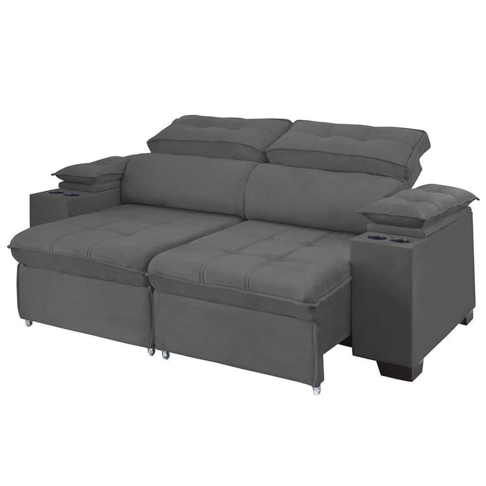 Miniatura Sofá Manaus 180 Cm Retratil e Reclinável Titânio