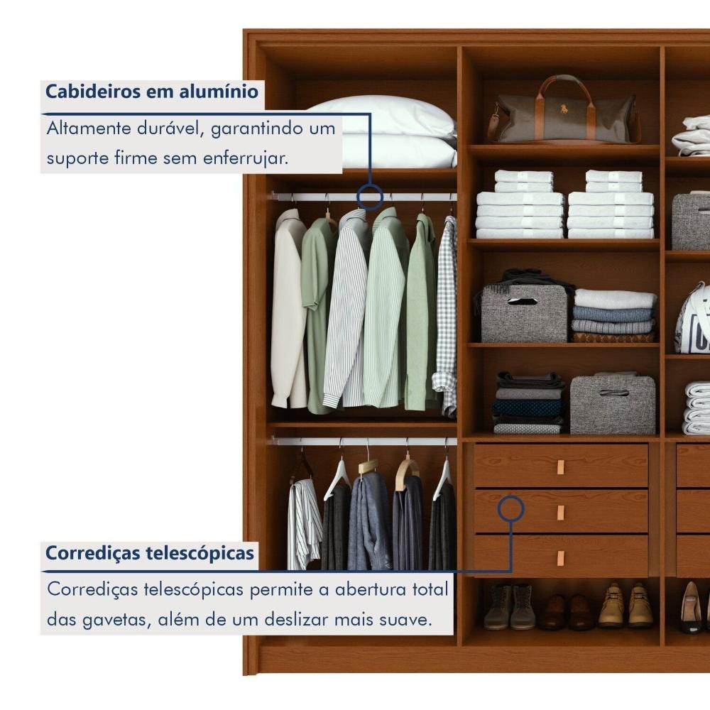 Miniatura Guarda-roupa 8 Portas 6 Gavetas 100% Mdf Ergon Frassino/Off White