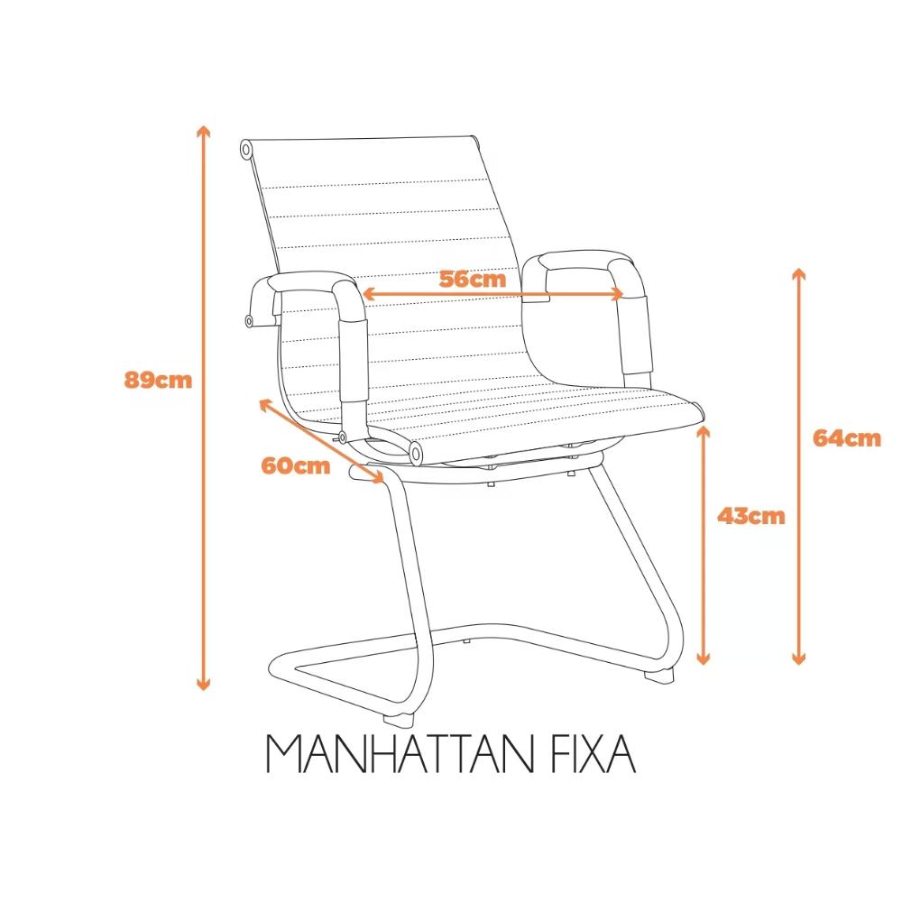 Miniatura Cadeira Escritório Base Fixa Manhattan Couro Preto