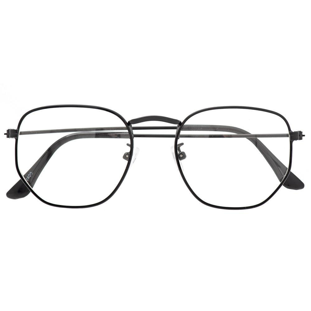 Miniatura Armação Óculos De Grau Masculino Hexagonal Preto
