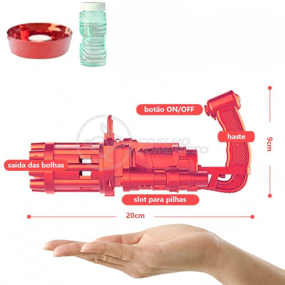 Miniatura Máquina Elétrica Tiktok Lança Bolhas Vermelho