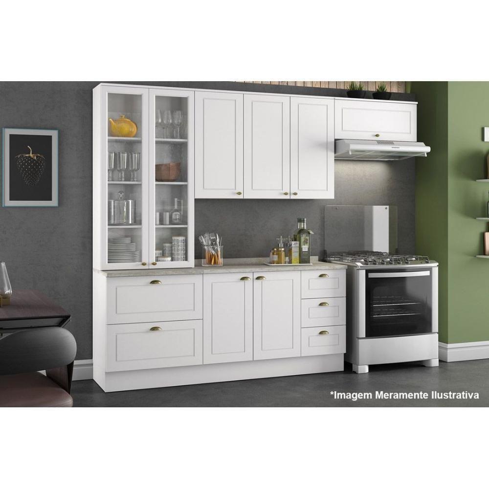 Miniatura Cristaleira De Cozinha Americana C/ 2 Portas (2 C/vidro) C/ 2 Gavetas 71,5cm Branco - Henn