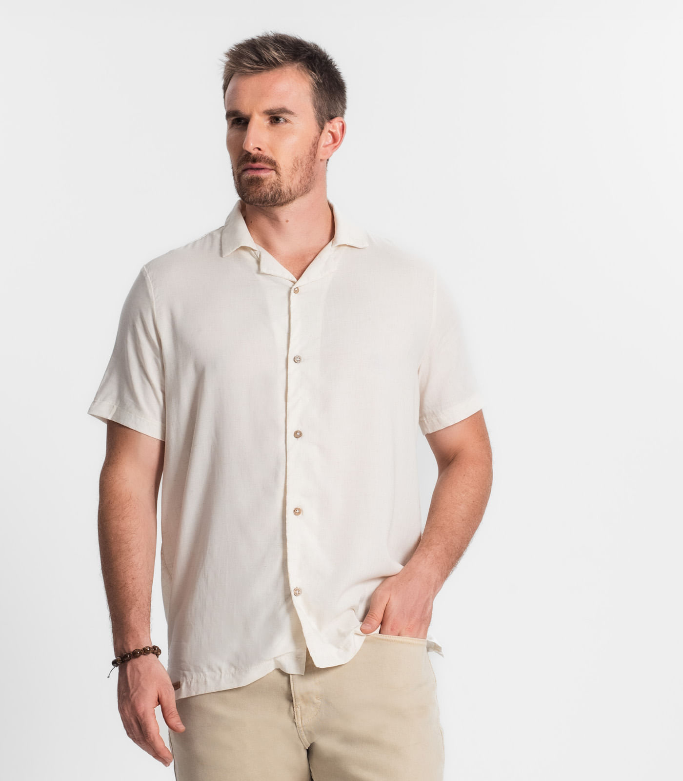 Miniatura Camisa Em Viscolinho Masculina Diametro Bege G