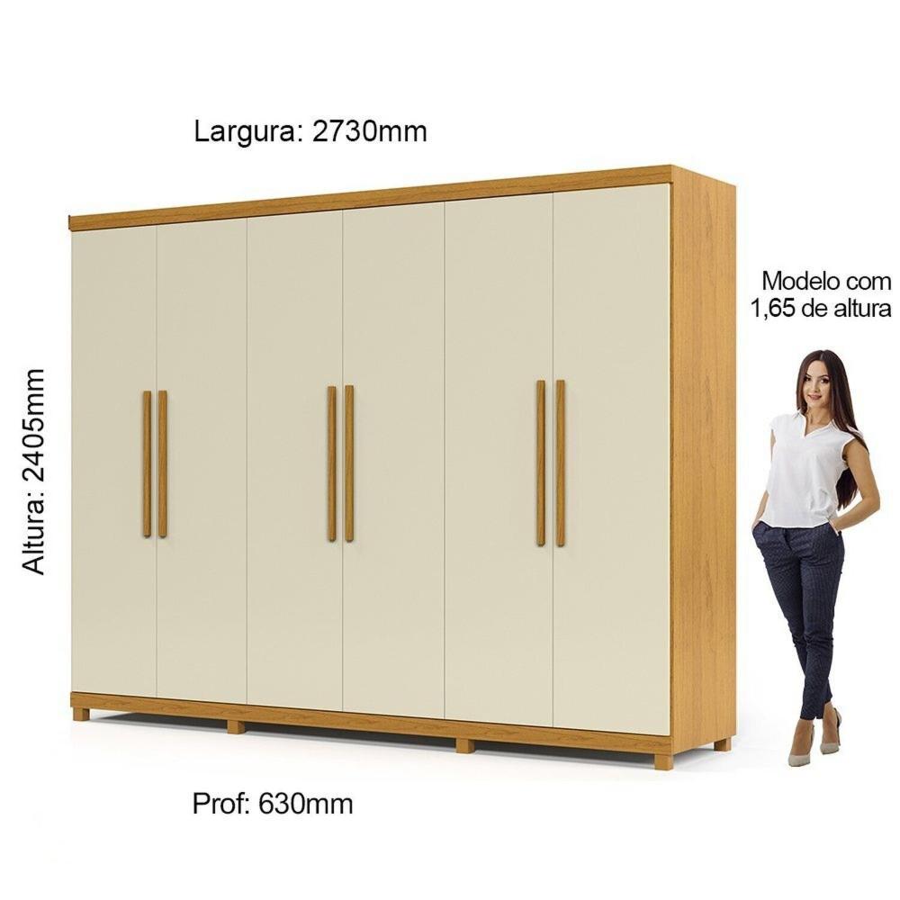 Miniatura Guarda-Roupa Casal 6 Portas Absolut New 100% MDF Naturale/Off White