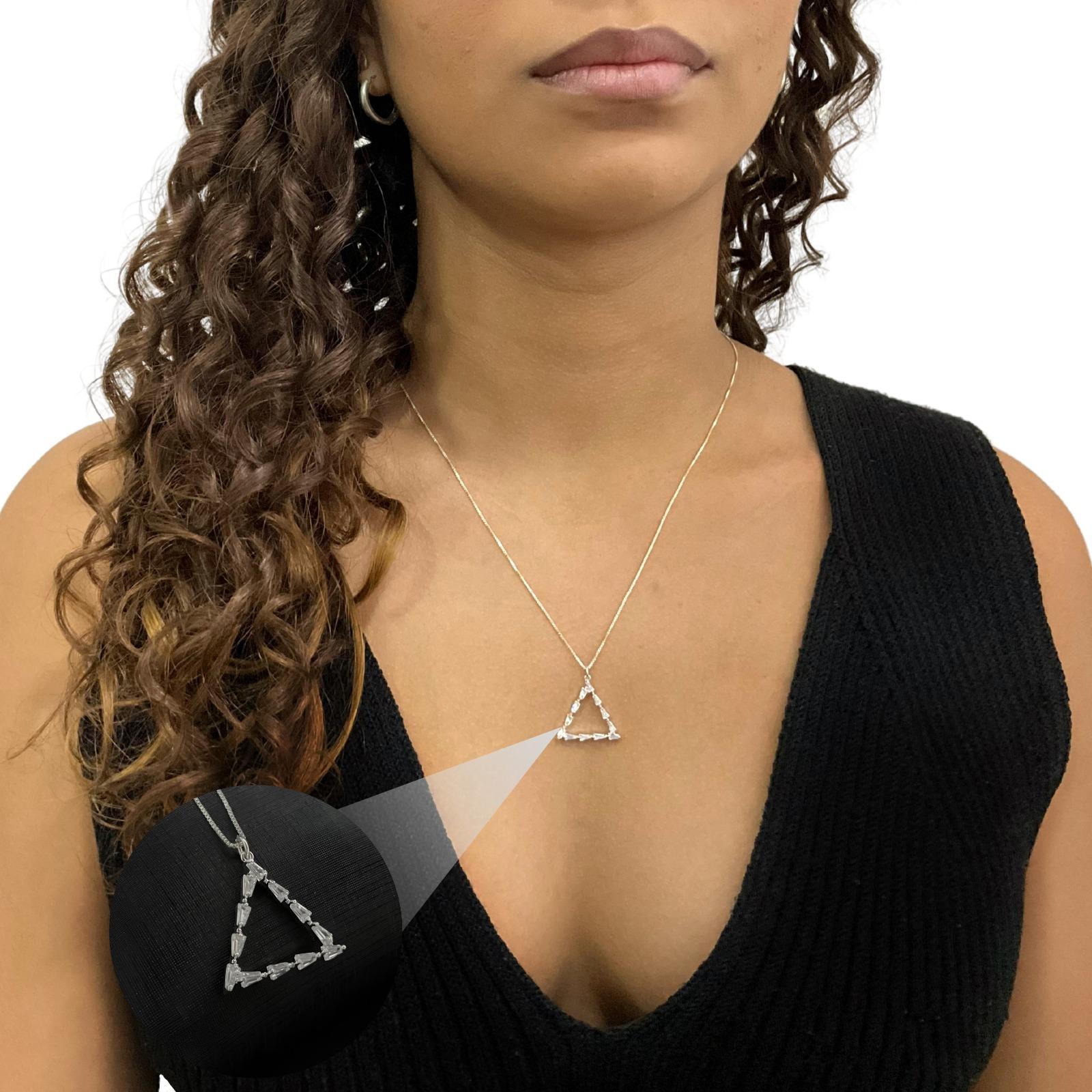 Miniatura Corrente E Pingente Triangulo Veneziana Prata Lei 925 45Cm