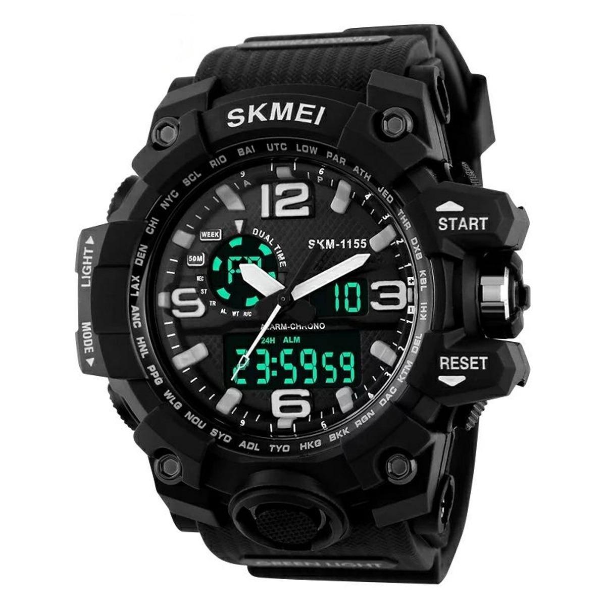 Miniatura Relógio Masculino Skmei Anadigi 1155 Preto