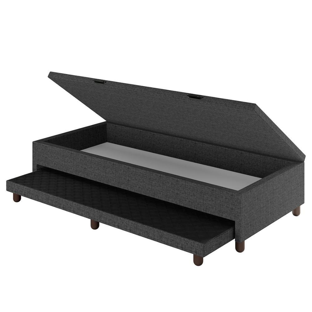 Miniatura Bicama Box Baú Solteiro 88x188 Cm Samy S05 Linho Preto - Mpozenato